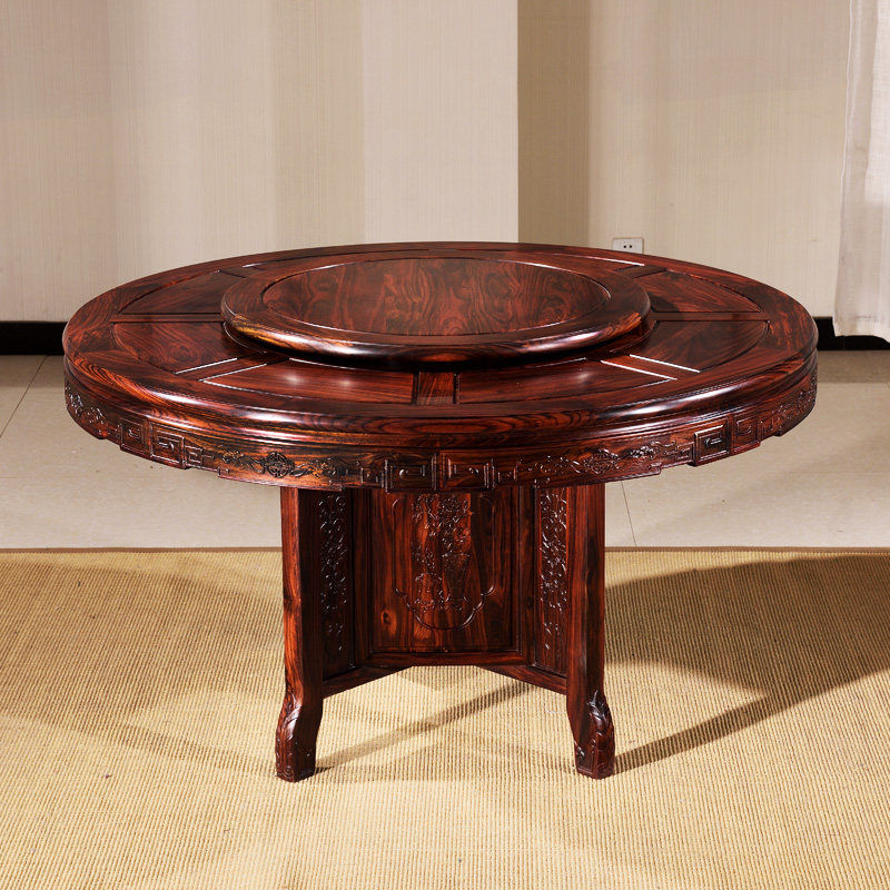 餐桌酸枝红木家具阔叶黄檀印尼圆桌非洲实木仿古餐桌