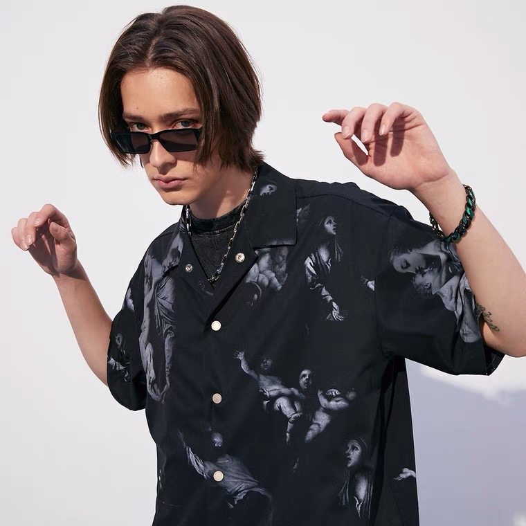 短袖gnomeshgh宗教天使衬衫男女os小众设计潮流衬衫