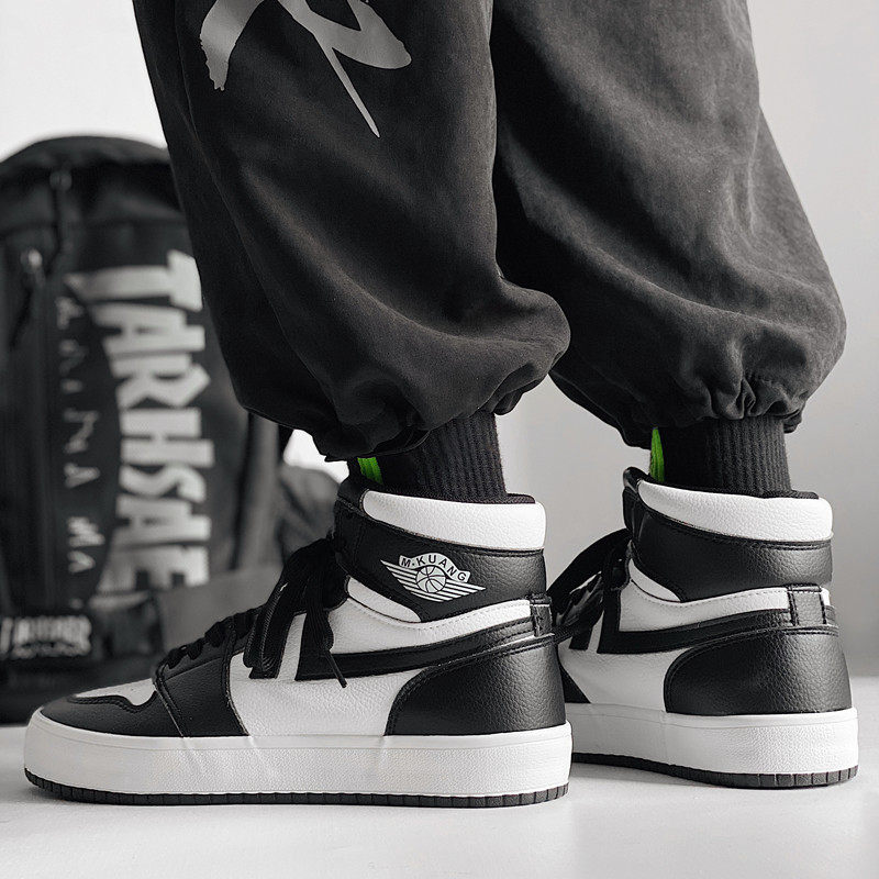 高帮板鞋男2020秋冬季新款ins潮鞋子韩版潮流百搭运动鞋影子灰aj1