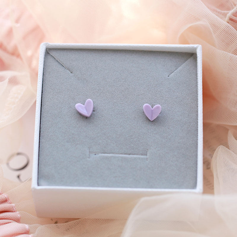 心晴少女日常百搭小爱爱心陶瓷耳钉纯银甜美耳钉