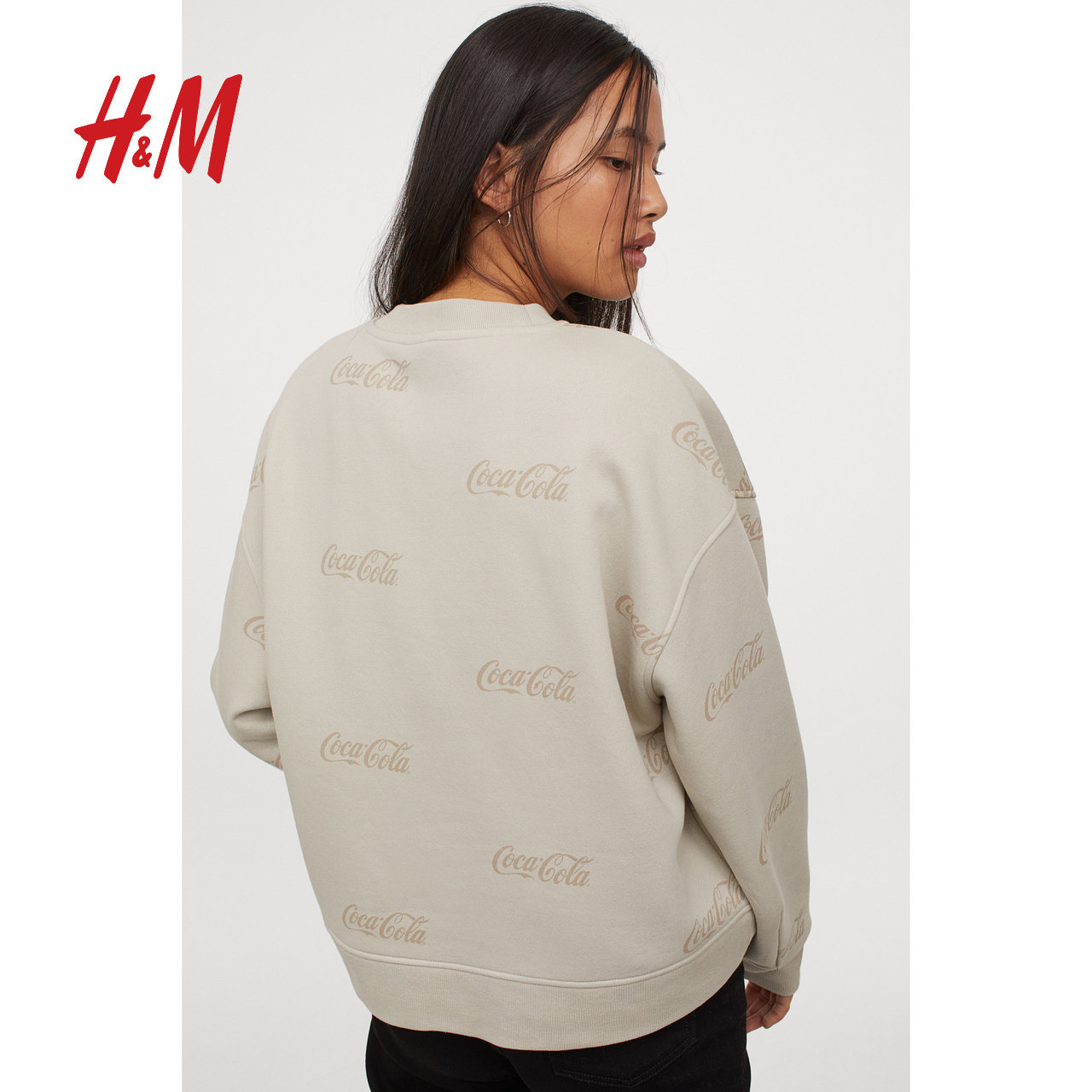 可口可乐系列hmdivided女装上衣2020冬装新款圆领卫衣卫衣
