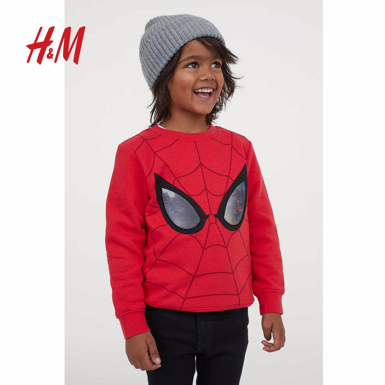 蝙蝠侠系列hm童装男童上衣2020秋冬新款贴花卫衣