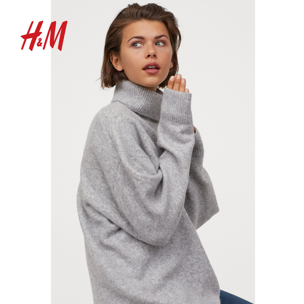 hm女装针织上衣2020秋冬长袖套头宽松慵懒毛针织衫
