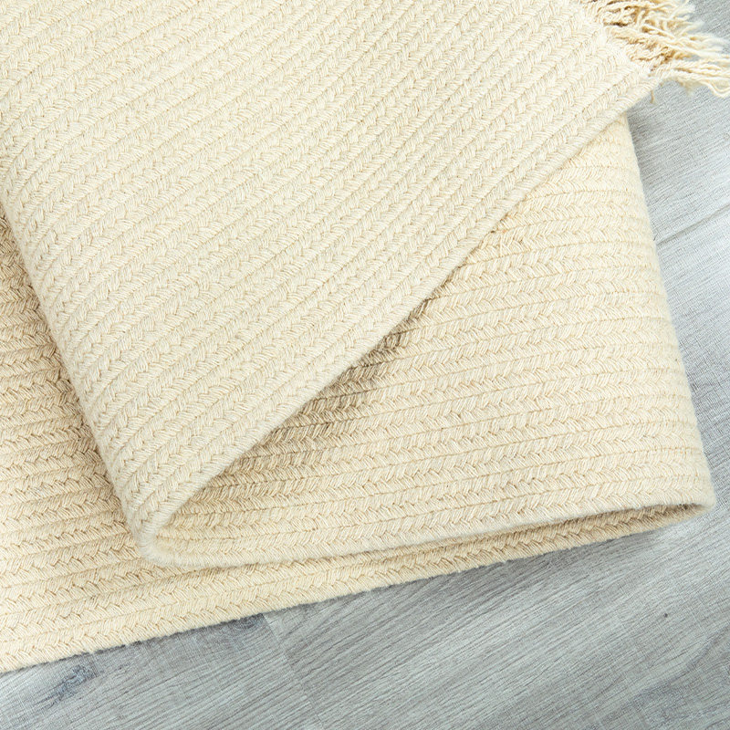 瑞鑫日式ins侘寂手工编织羊毛客厅地毯米色地毯