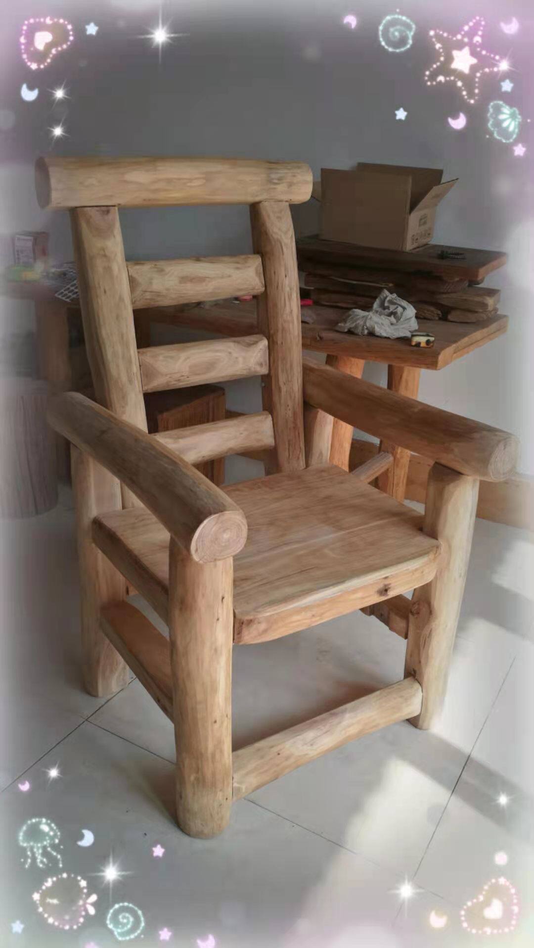 原木自然扶手主人椅老榆木原生态老宅复古田园其它椅子