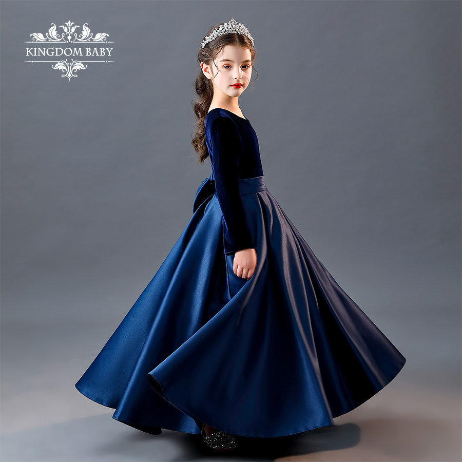 礼服2021新款儿童合唱团钢琴演出服高档金丝绒长袖儿童礼服