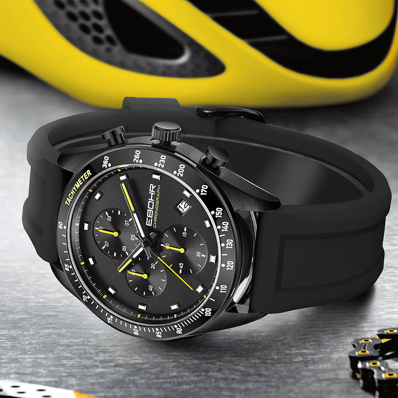 手表依波飞驰系列潮流夜光防水橡胶表带运动国产腕表