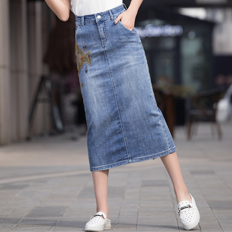一步牛仔裙开叉半身裙女2021新款春秋中长款显半身裙