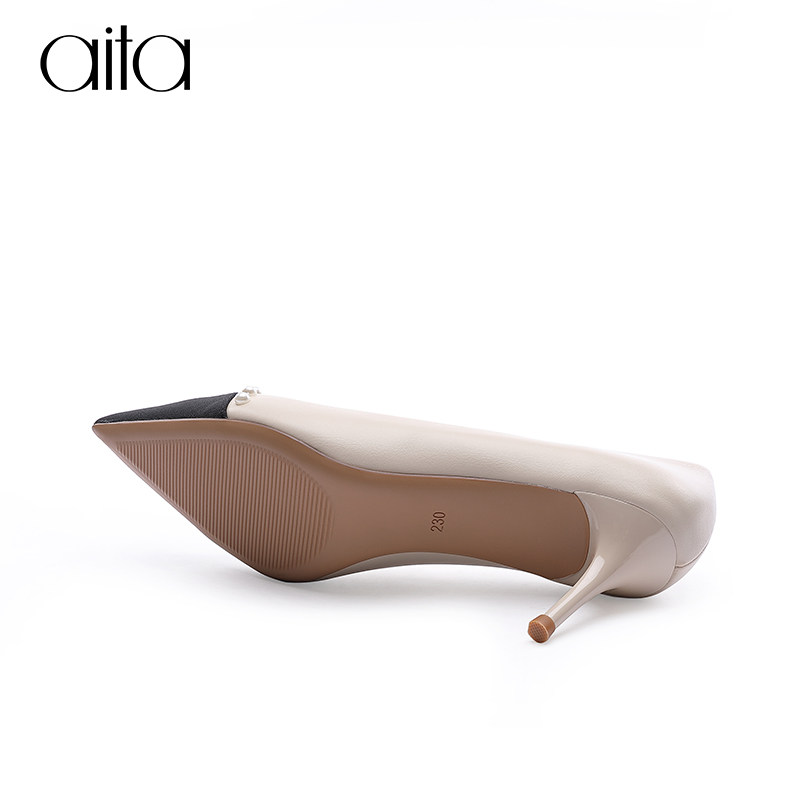 aita珍珠个性女鞋高跟性感时尚性时尚尖头艾塔单鞋