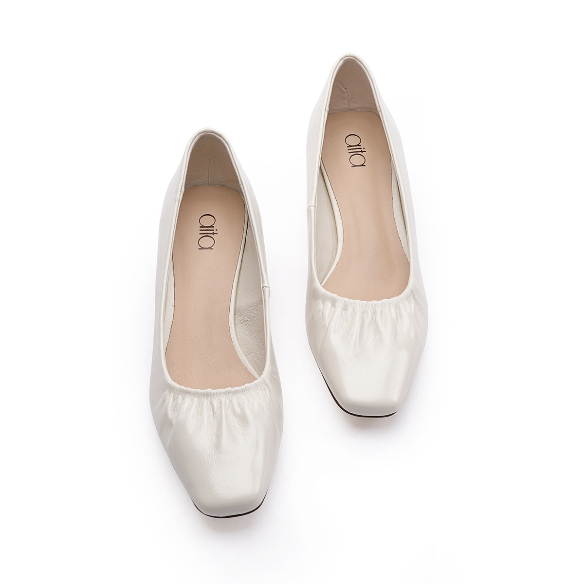 aita艾塔粗跟方头单鞋女2022新款韩版舒适真皮单鞋