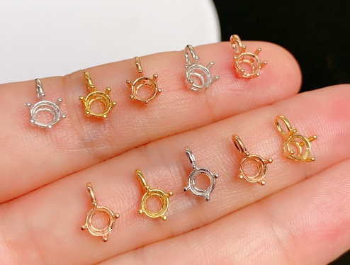 18k金可嵌接镶嵌免费宝石彩色金黄金玫瑰金项坠颈饰