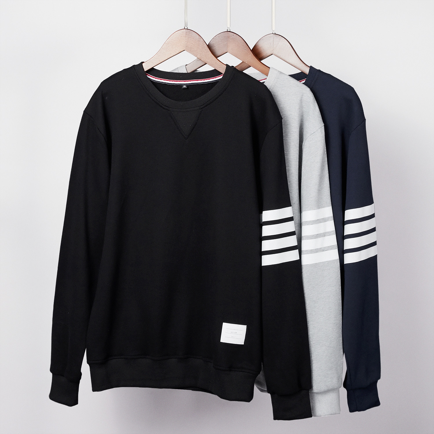 秋季新款tb男士卫衣宽松潮流秋冬情侣装ins加绒圆领长袖男装上衣