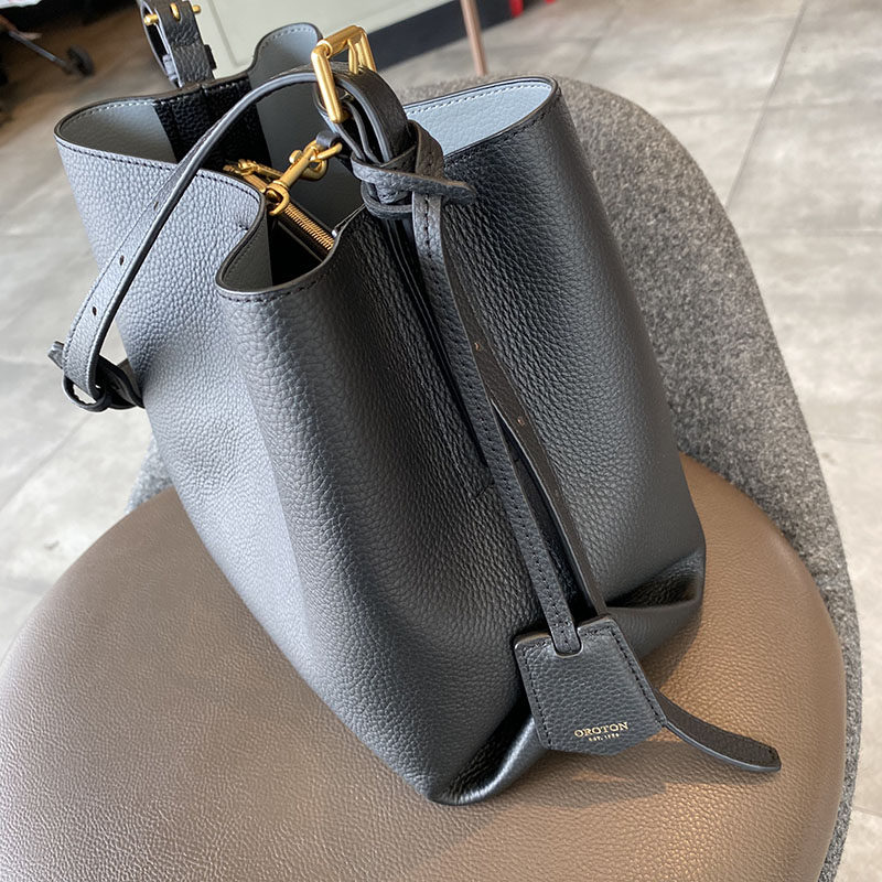 黑色澳洲小众oroton小号水桶包全牛皮大容量单肩水桶包