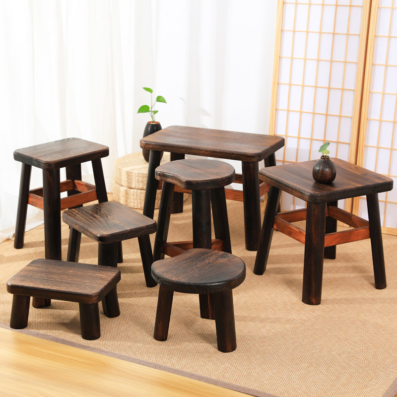 烧桐实木小板凳子功能台小桌子矮凳圆木木头矮凳