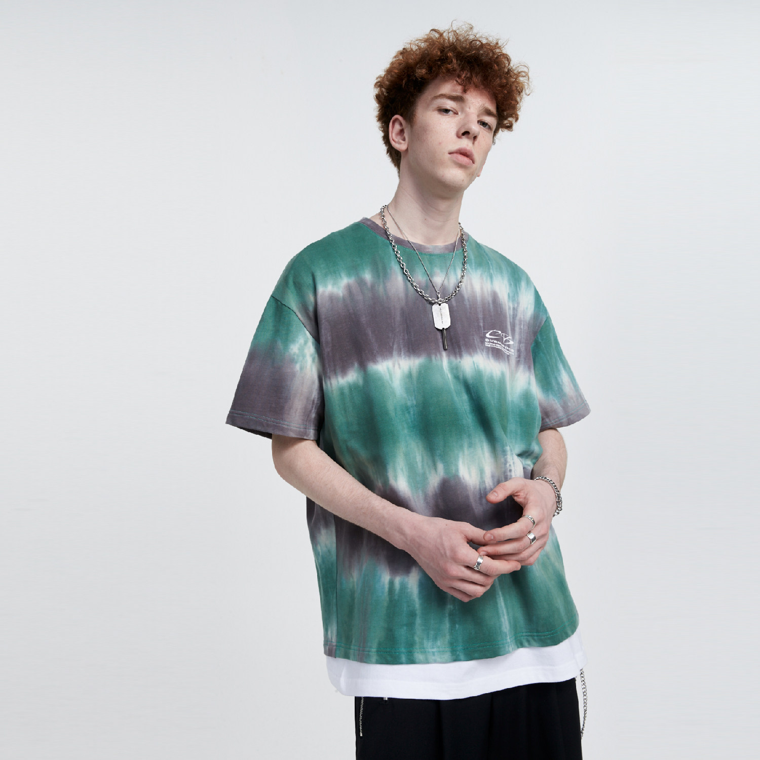 vengetice 宽松扎染渐变短袖 潮流水洗情侣装男潮牌夏国潮嘻哈t恤