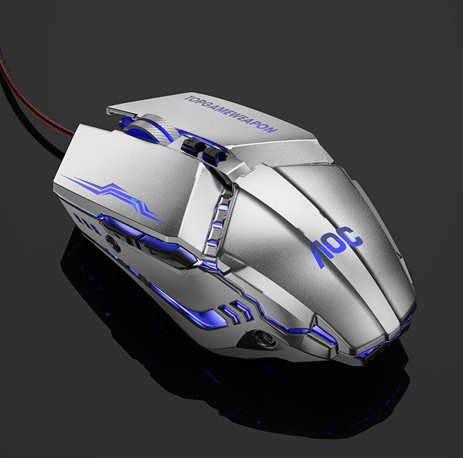 鼠标aocgm110电竞有线机械游戏静音笔记本吃鸡有线鼠标