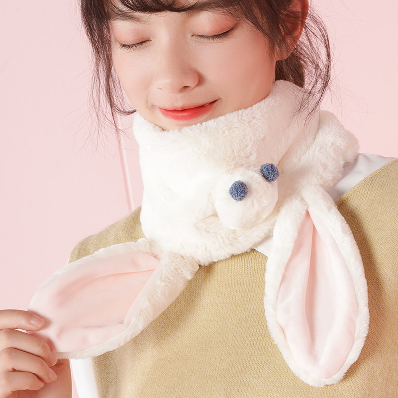 围巾女士冬季可爱少女日系软妹韩版百搭学生加厚保暖毛绒围脖冬天