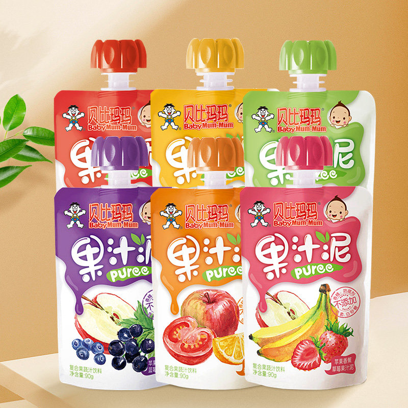 贝比玛玛果汁泥猕猴桃味水果泥90g 6袋(热品库)