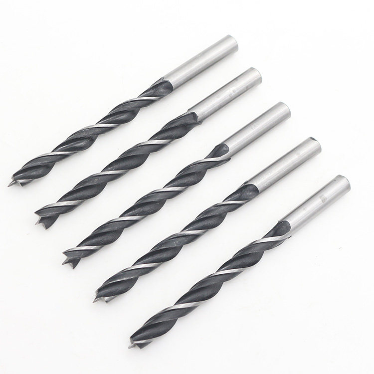 三尖直柄麻花钻木头钻孔开孔工具家用手电钻自定心三尖钻木工钻头