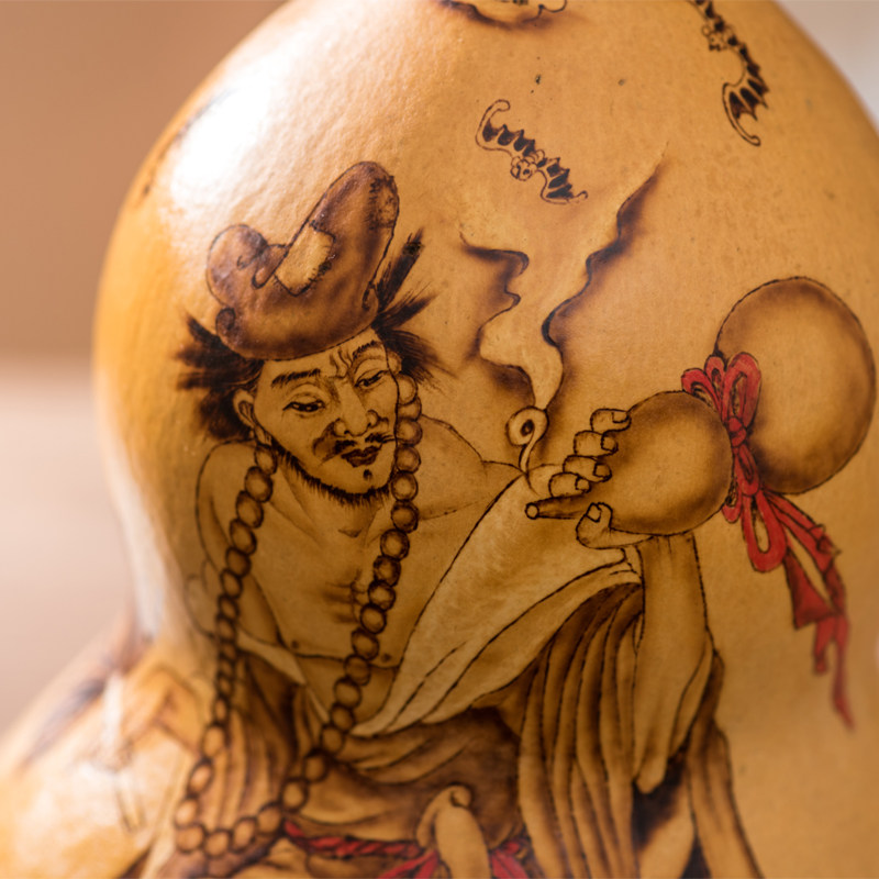 御如意特色手工艺烙画大葫芦摆件客厅书房装饰济公葫芦天然野葫芦