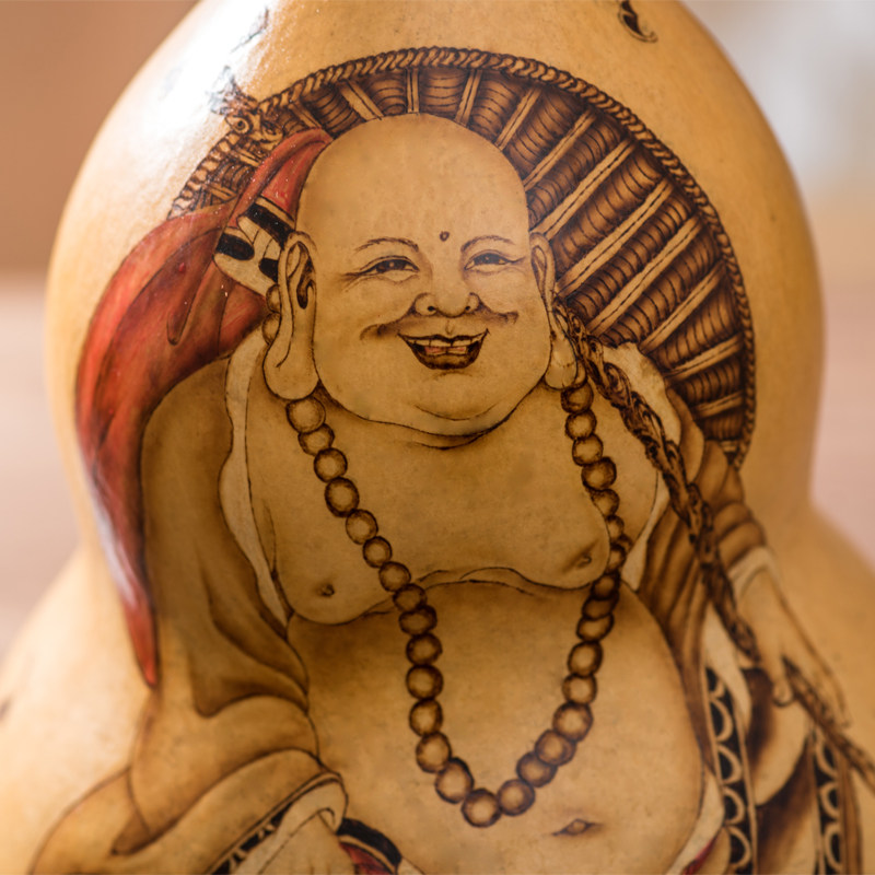 葫芦手工烙画工艺品书房摆件装饰品弥勒大肚佛笑葫芦