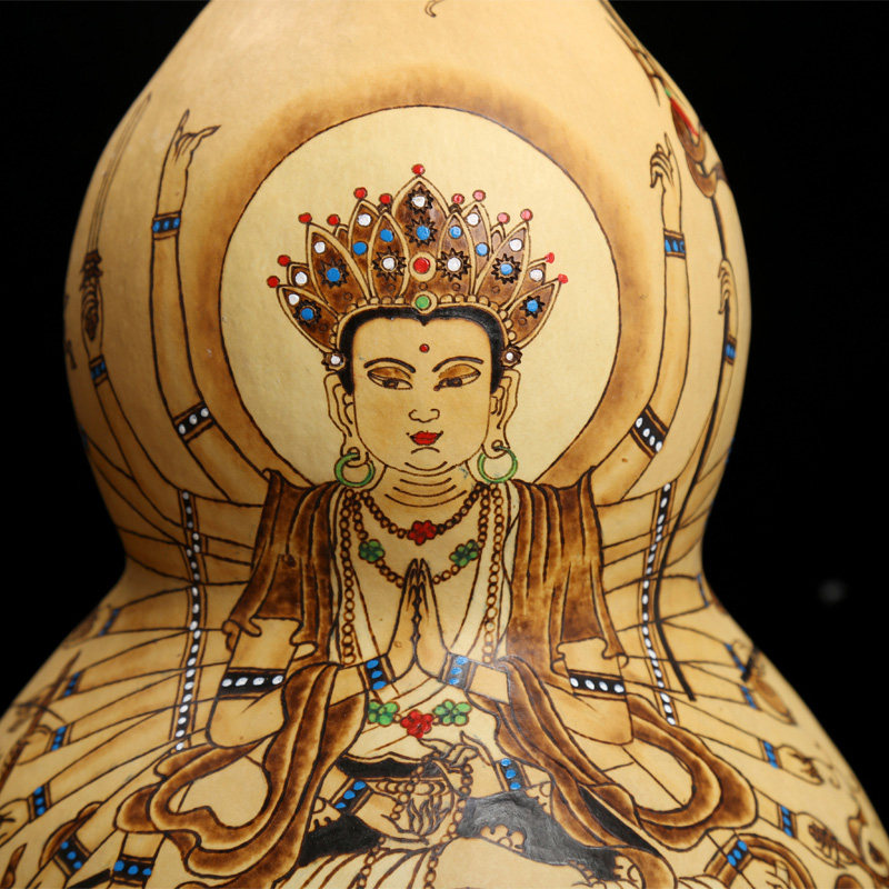 葫芦精工烙画工艺品千手观音大摆件佛教用品家居风水葫芦