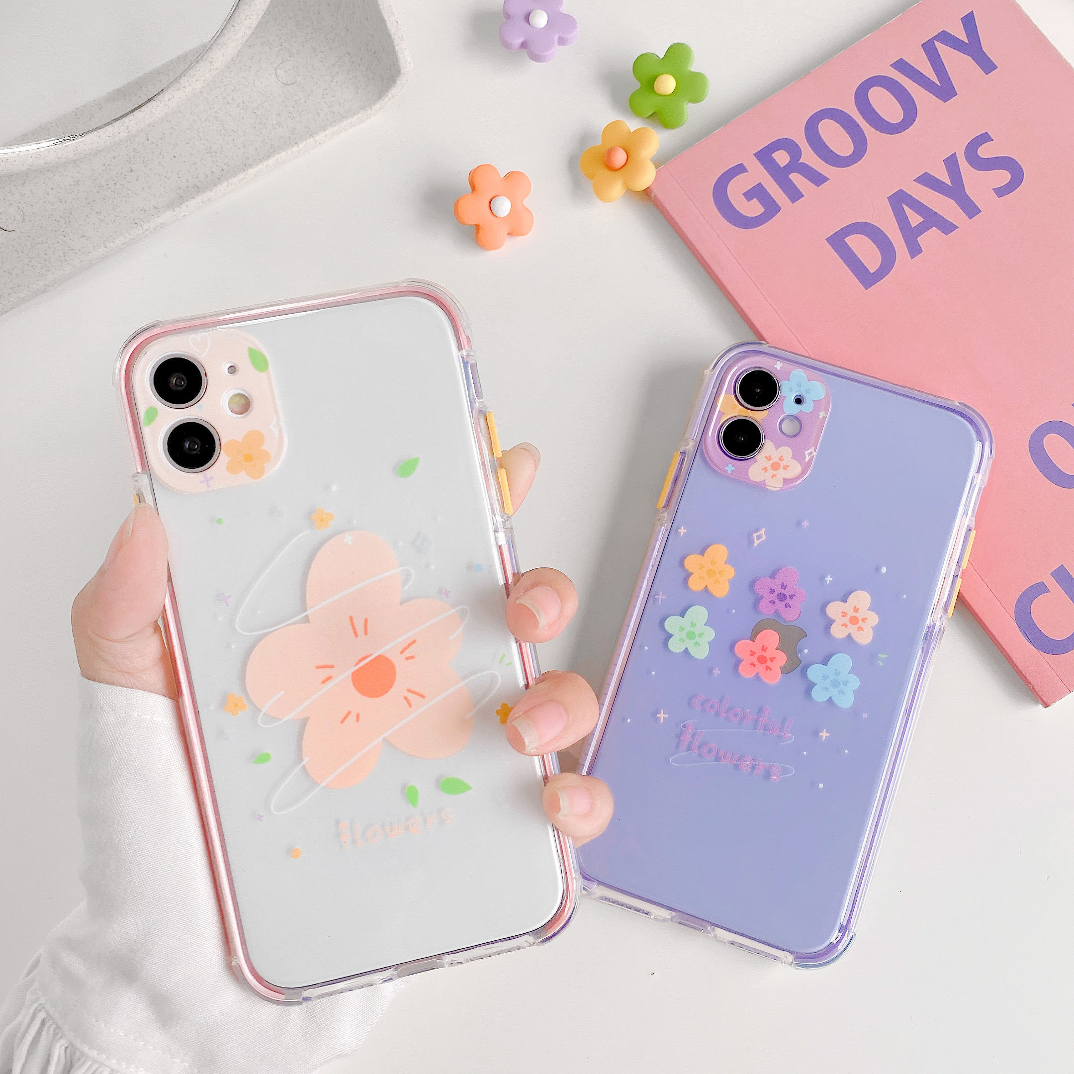 ins适用于苹果11pro透明花朵xr软壳iphonexsmax硅胶手机保护套