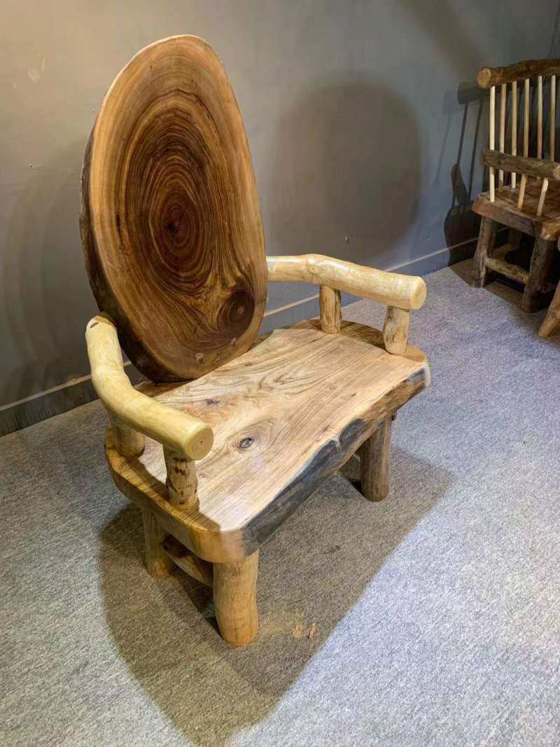 树根新中式换鞋木墩椅子中式简约根雕风格原创根雕凳子
