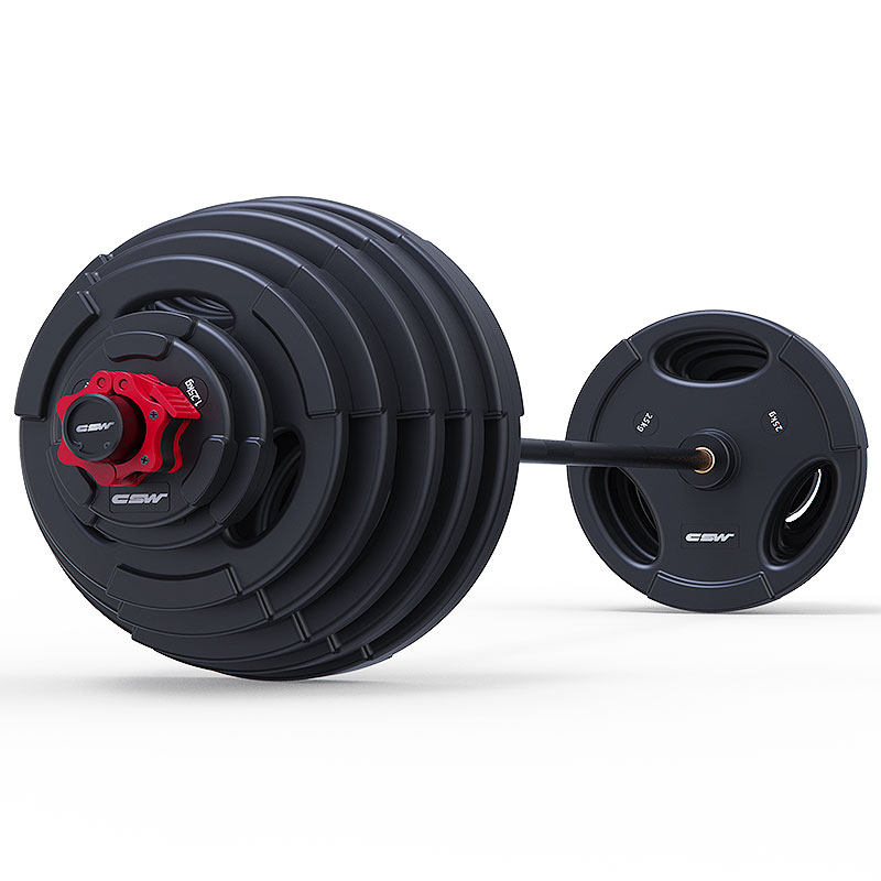 杠铃创思维套装大孔奥杆曲杆直专业健身器材家用环保杠铃