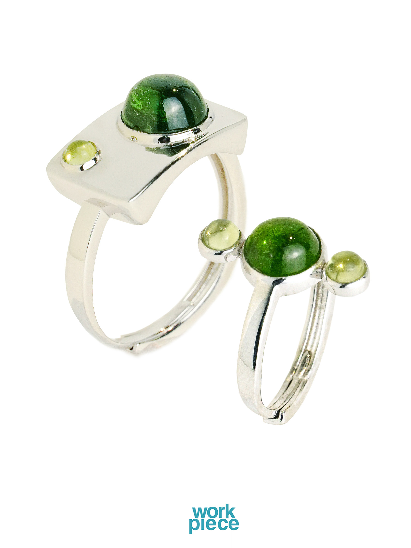 workpiece原创星球戒指天然绿宝石中性情侣关节戒指