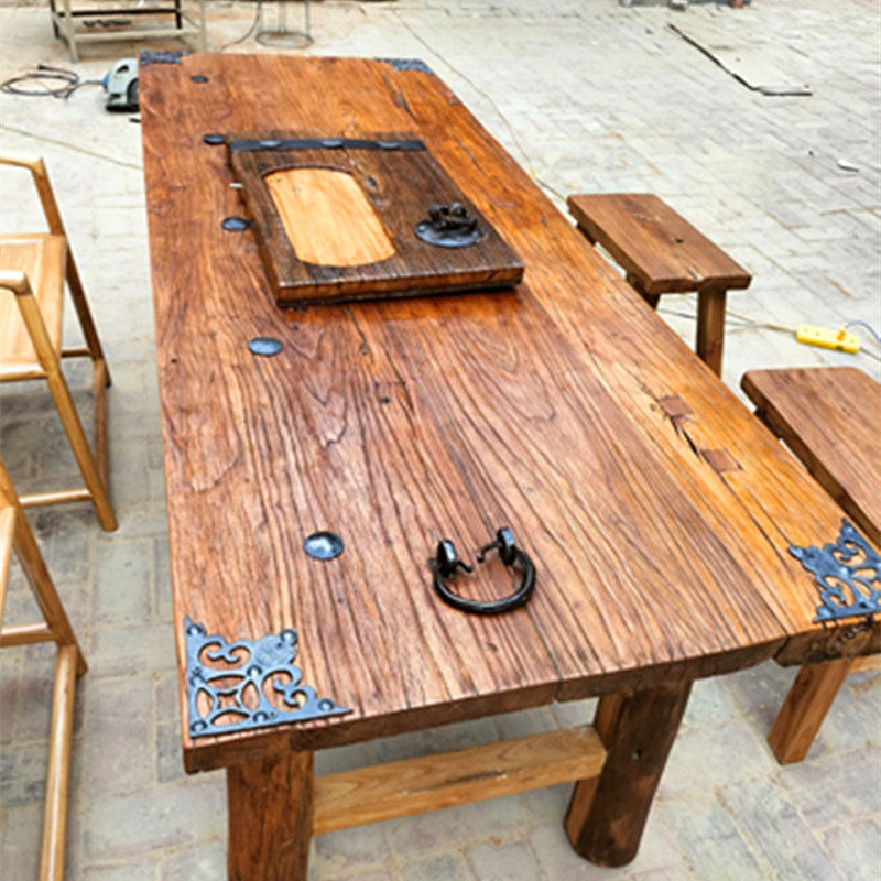 榆木门板桌子复古吧台旧木风化茶桌茶几实木其它桌类