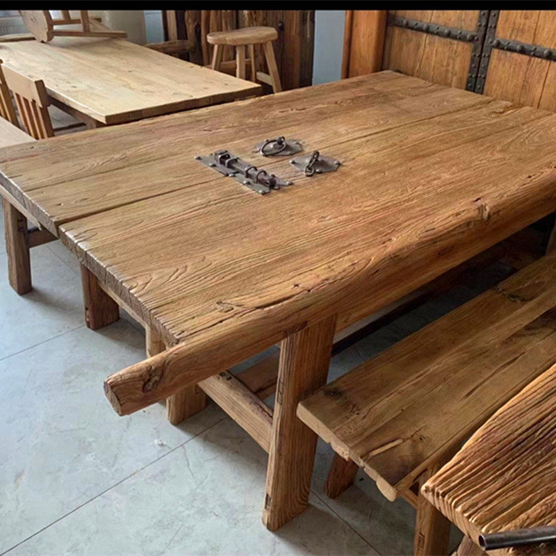 榆木门板桌子复古吧台旧木风化茶桌茶几实木其它桌类