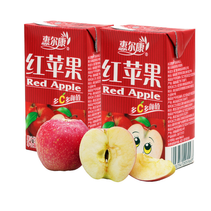 惠尔尔康红苹果汁饮料24盒整箱250nl盒纯高浓度果味果味