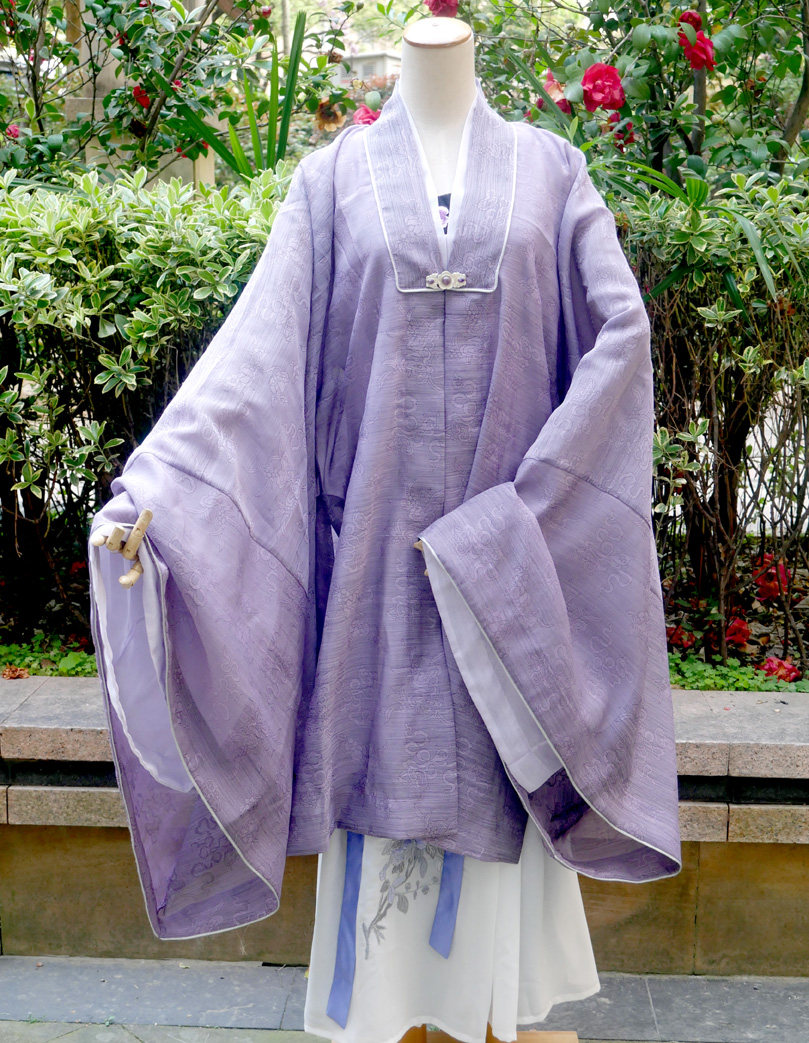 私家汉服明制披风对襟提花纱大纯银扣复原款汉服定制