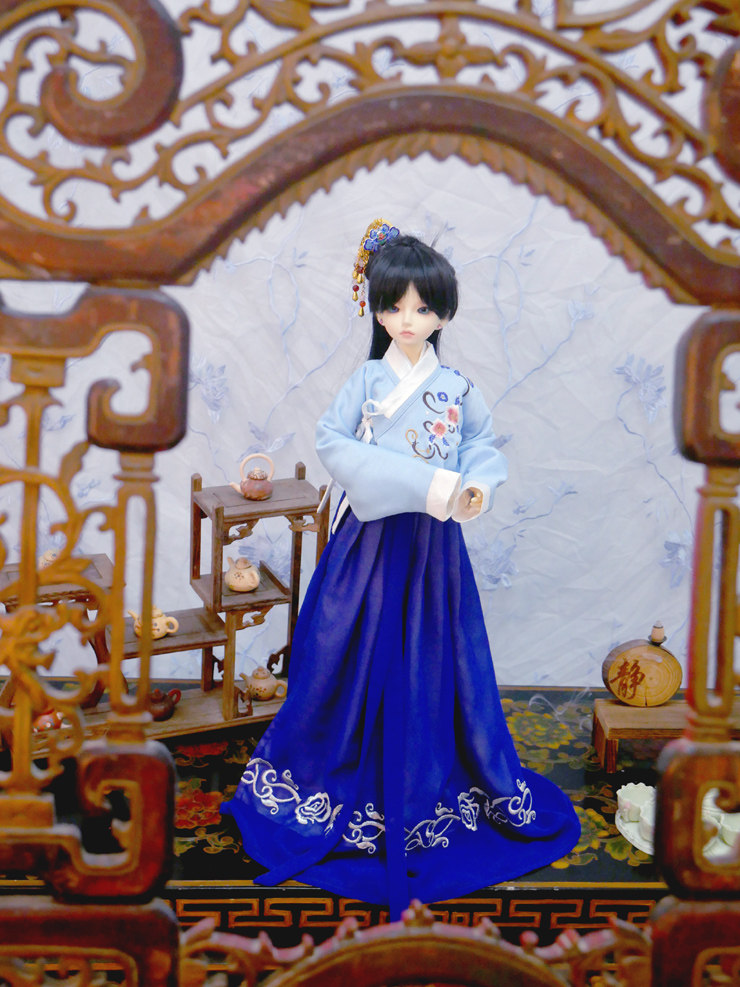 独家原创设计汉服娃娃bjd3女装绣花明制袄裙bjd娃娃