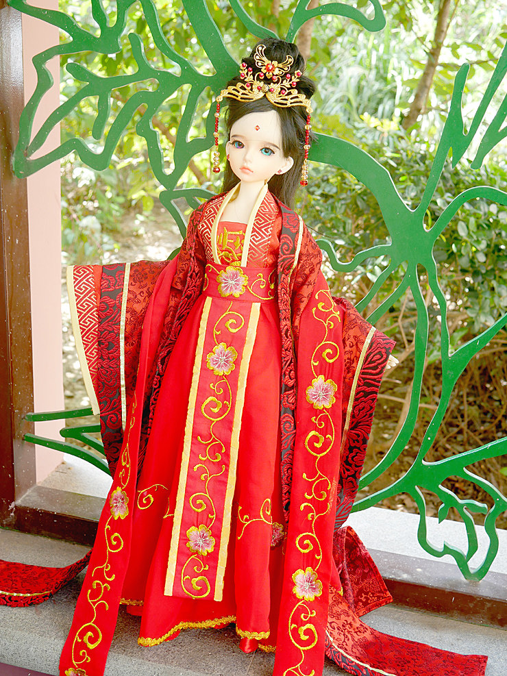 独家原创汉服娃娃bjd3女装绣花婚服6件套装bjd娃娃