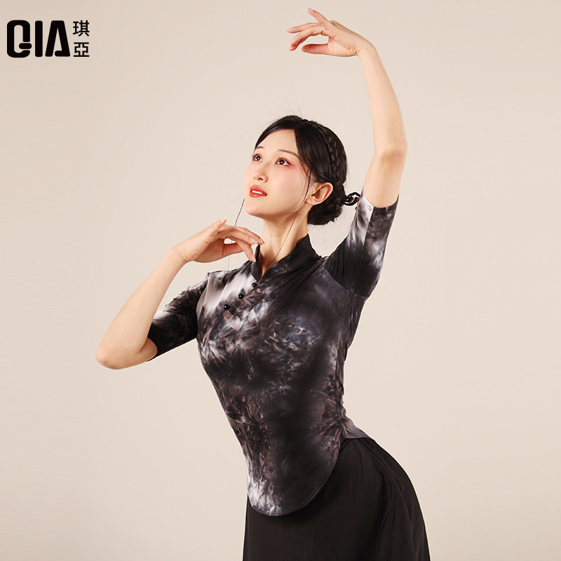 琪亚2022年新款现代舞练功服女夏季短袖旗袍舞蹈现代舞服装