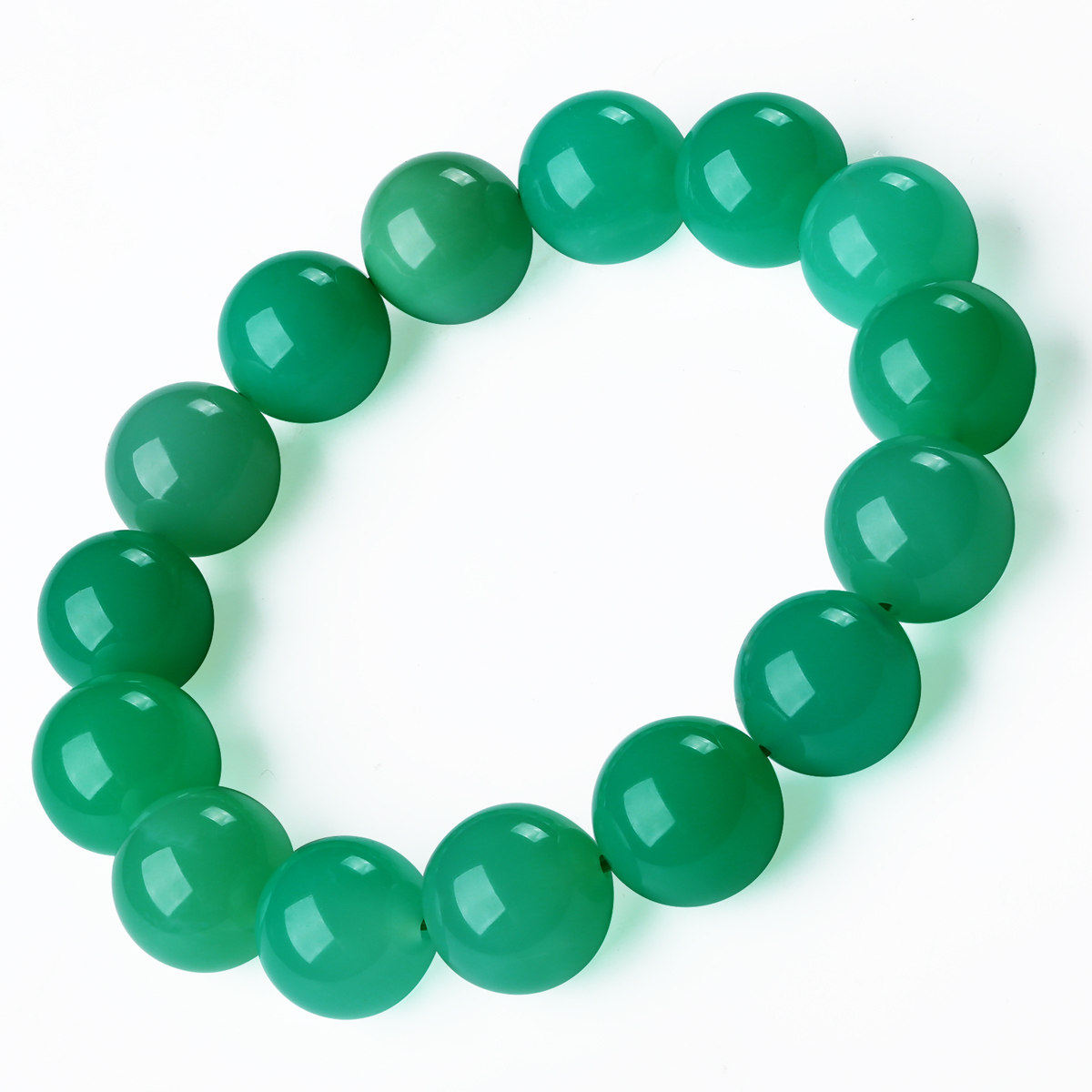 卡缇澳洲玉手串女绿色苹果玉髓绿玉手链幸运石手链