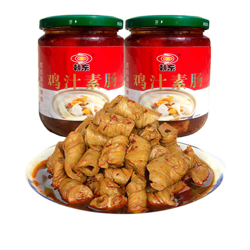 朝东鸡汁素肠罐头整箱12瓶香辣面筋素食河南特产小吃豆制品素鸡肠