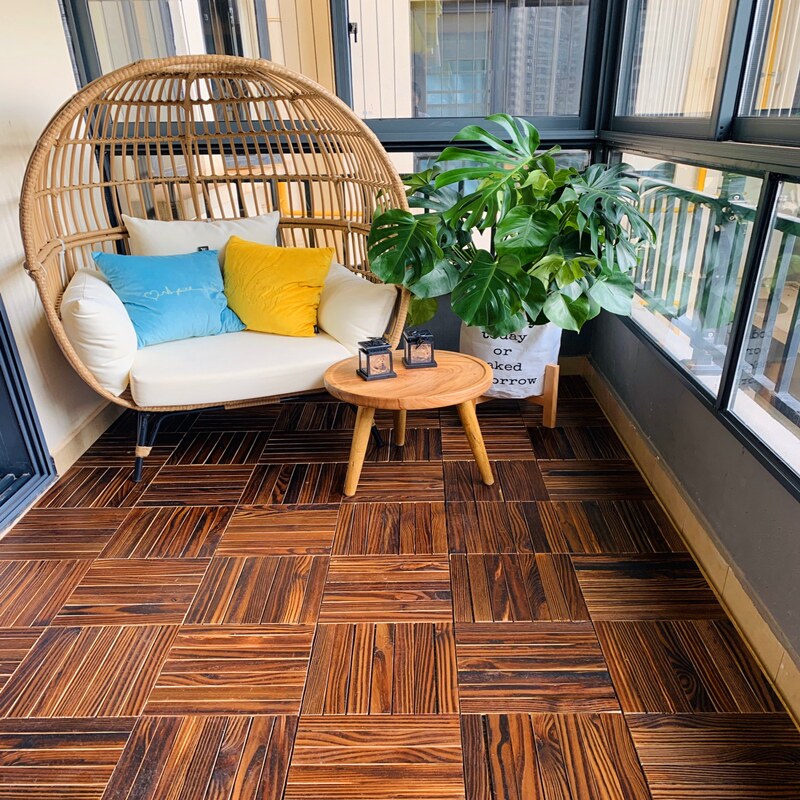 防腐碳化原木实木地板阳台户外塑木庭院花园露台实木地板