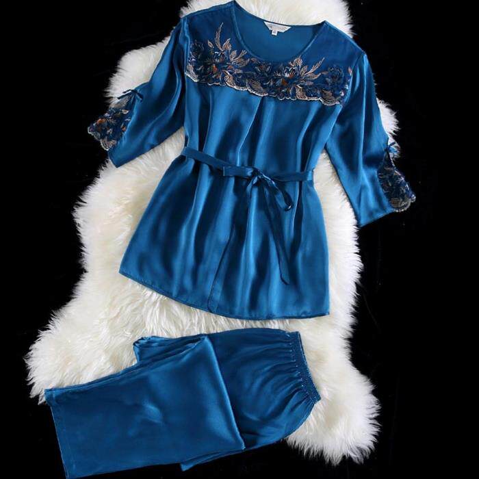 睡衣真丝顺丰包邮上海故事桑蚕蚕丝套装女真春秋睡衣