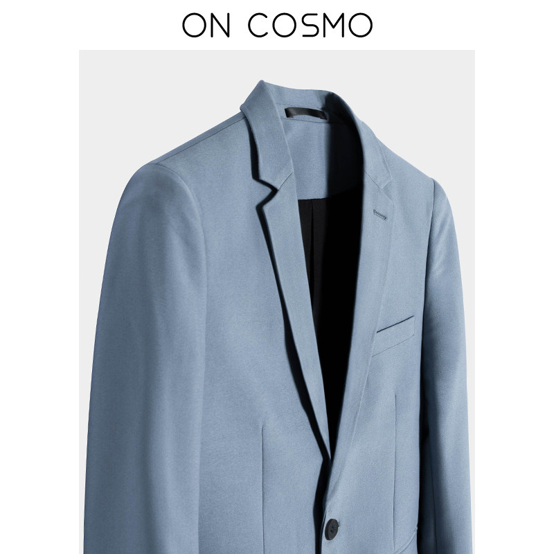 oncosmo秋季男雾霾蓝小西西服套装装修身轻西服套装