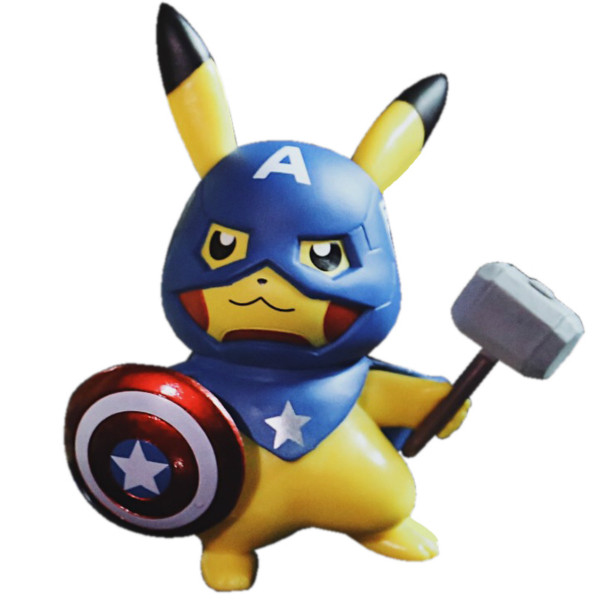 现货皮卡丘cos美国队长手办复仇者联盟钢铁侠车载摆件手办