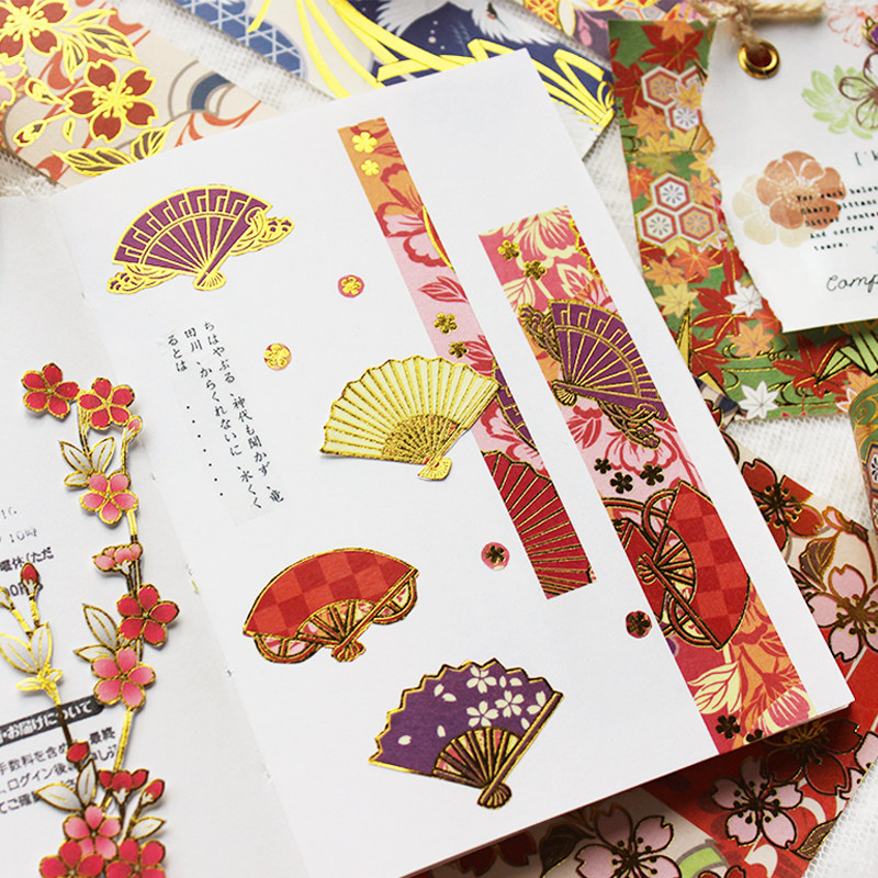 胶带moodtape百花万物和风古风樱花烫金手帐素材胶带