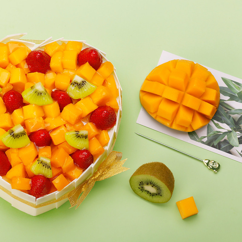 御蝶坊新鲜现做芒果草莓生日蛋糕送男友女友心想事成深圳同城配送