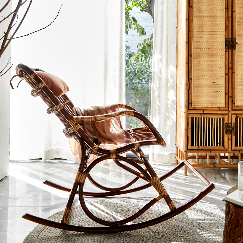 北欧摇椅躺椅小户型家用藤编客厅摇摇椅单人沙发大人阳台休闲椅子