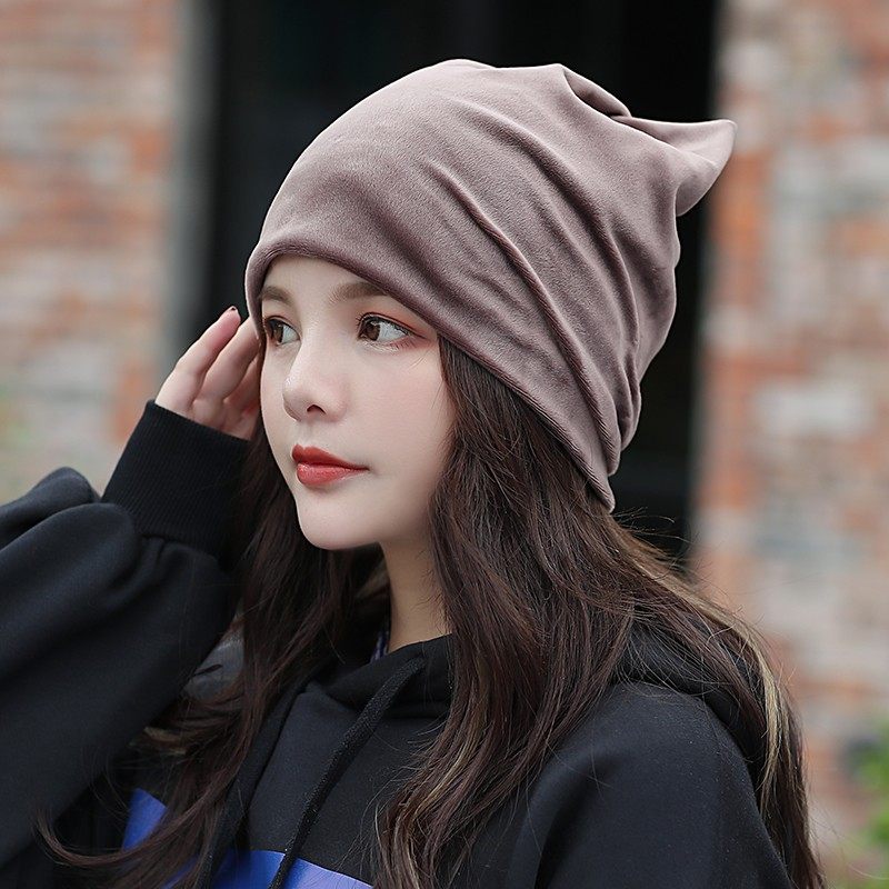 秋冬韩版女可爱套头帽休闲套头帽甜美堆堆帽猫耳朵保暖帽学生帽子