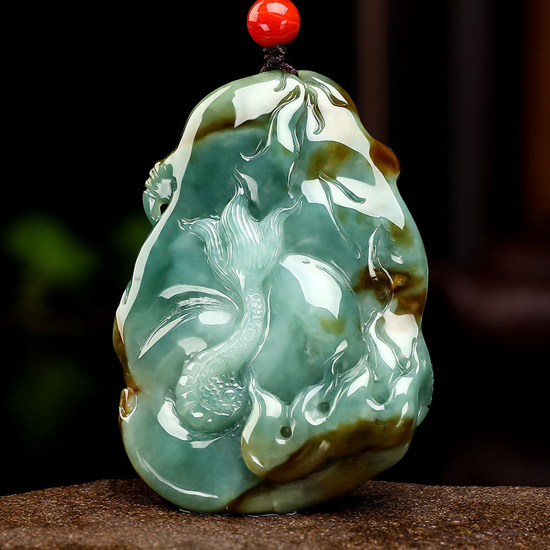 木觉腾龙飞天天然翡翠吊坠水龙挂件颈饰