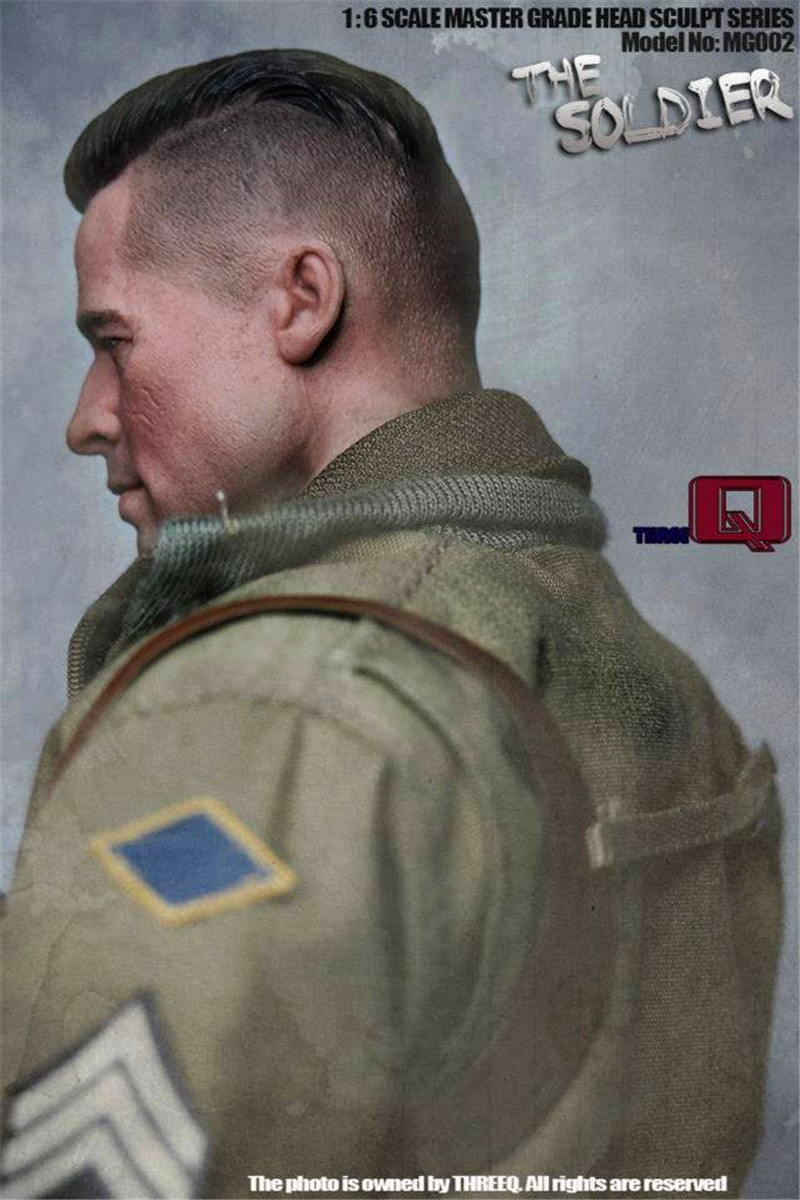 现货兵人人头模型threeqmg002狂怒布拉德皮特坦克兵人专区