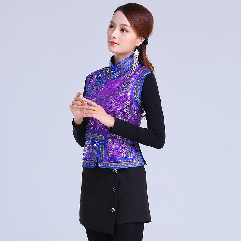 蒙古族女士马甲短款春夏坎肩女时尚立领民族风马甲马夹蒙古服装女